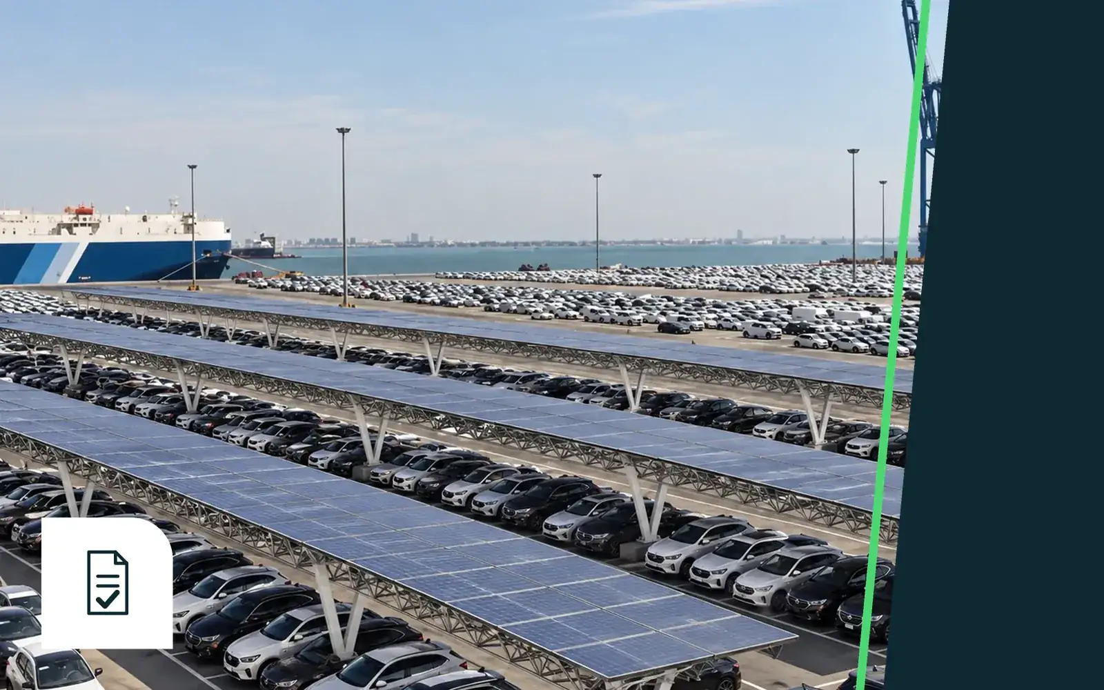 Grand parking couvert d’ombrières photovoltaïques SUUN